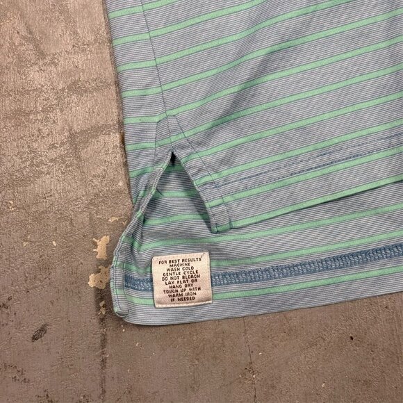 Peter Millar Polo Shirt Short Sleeve Blue/Green Striped 100% Cotton Large - Picture 5 of 6